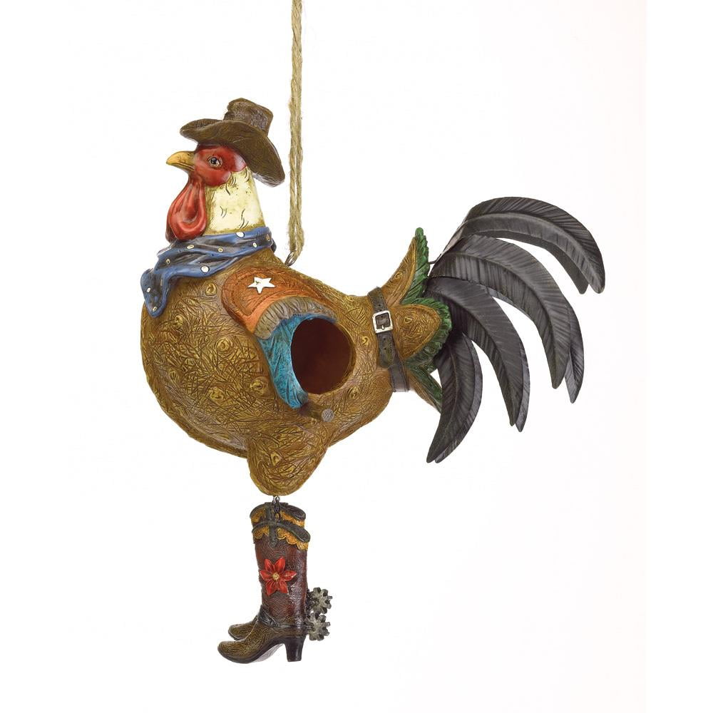 Wooden Birdhouses, Outdoor Hanging Finch Sparrow Cowboy Rooster Birdhouse by Songbird Valley