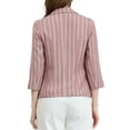 thumbnail image 3 of INSPIRE CHIC Blazer à Rayures pour Femme Manches 3/4 Décontracté Ouvert à l'Avant Revers Cranté Blazer L Rose Foncé, 3 of 7