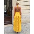 thumbnail image 6 of Yellow Halter Maxi Dress With Ruffle Layers Sleeveless Backless Summer Fashion Dress, 6 of 8