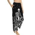 thumbnail image 3 of Cauagu Vintage Black white Plant skull Pajama Pants for Women Loose Fit Wide Leg Trouser Pants Casual Elastic Waist Drawstring Lounge Pants, 3 of 6
