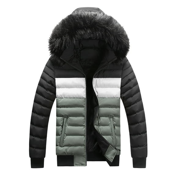 IYTR Mens Winter Jacket Long Sleeve Jacket Casual Jacket Clothes Coats with Pocket Zipper Turndown Collar Solid Color Green XXXXL