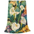 thumbnail image 2 of Balery Tropical Floral Jungle Manta de Felpa Suave y Acogedora – Cobija de Franela Aterciopelada para Cama, Lavable y Cálida para Sofá, Mascotas, Transpirable-80"x60", 2 of 7