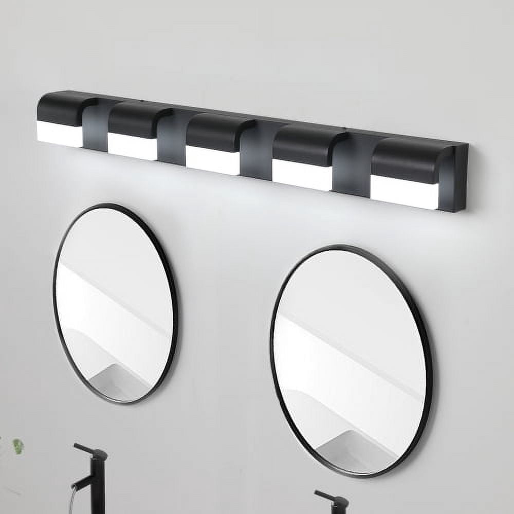 ACE-LIGHTS,5-Light Modern Bathroom LED Vanity Light With Acrylic Lampshade,Bathroom Wall Lighting for Bathroom,Dressing Room,Bedroom,Living Room(Black)