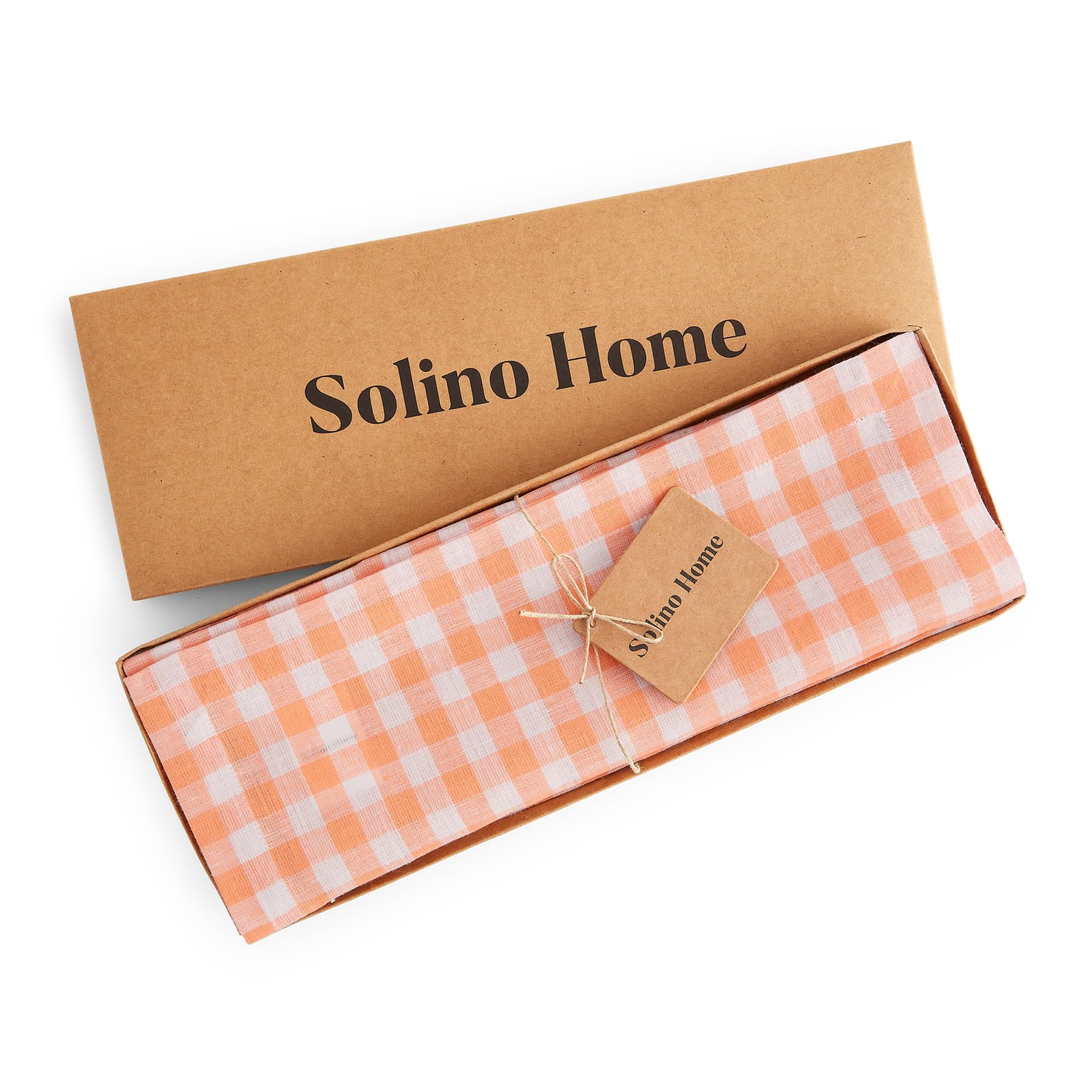 Linen Placemats Set of 4 - 100% Pure Linen Sunny Orange Cloth Place Mats 14 x 19 Inch - Gingham Check
