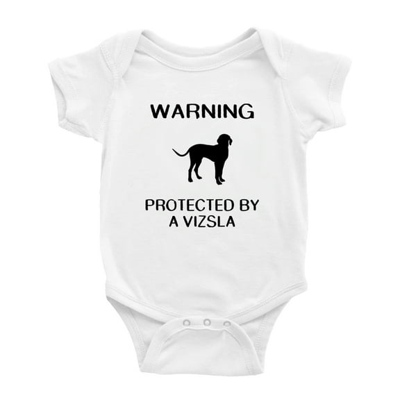 Warning: Protected by A Vizsla Dog Funny Baby Rompers Baby Clothes (White,0-3 Months)