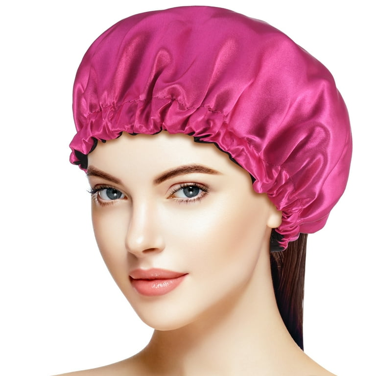 Sent Hair Bonnet en satin extra long pour femme Bonnet de sommeil soyeux  Double couche Bonnet pour cheveux longs pour tresses, bouclés, cheveux  longs - Bande élastique douce, Rose rouge 