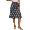 thumbnail image 4 of INSPIRE CHIC Women's Midi Skirts Peasant Elastic Waist A-Line Ditsy Floral Skirts XL Navy Blue, 4 of 6