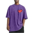 thumbnail image 3 of RKSTN Valentine's Day Gifts T Shirts for Men Oversized Crewneck Cotton Valentine Print Short Sleeves Shirts Tops Mens Casual Round Neck Sports Washed Distressed T-Shirts Loose Comfy Soft Tee Shirts, 3 of 6