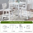 thumbnail image 4 of 5 Piece Counter Height Table Set, Wooden Kitchen Table Set with Square Table and 4 Upholstered Chairs, Counter Height Dining Table with Crystal Decoration and Chair Set for Kitchen, Dining Room,White, 4 of 10