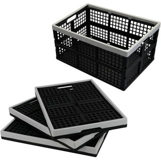 ZLLZUU 4 Pack Plastic Crates Stackable Storage Containers, Foldable Milk  Crate Storage Bins Collapsible Crate for Storage, Plastic Storage Basket  for