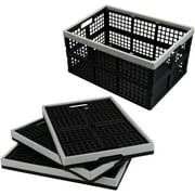 42 L Plastic Collapsible Storage Crate, Folding Milk Crate Storage Bins, 4 Packs