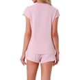 thumbnail image 3 of INSPIRAR CHIC Conjuntos de Pijamas de Manga Corta para Mujeres con Shorts de 2 Piezas Suave Cuello Redondo Ropa de Casa XL Rosa, 3 of 5