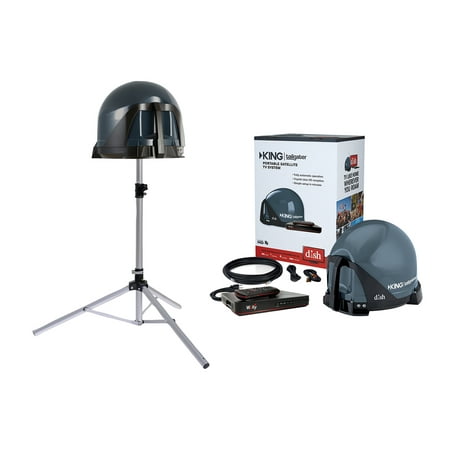 King VQ4550 Tailgater Bundle With DISH Wally Receiver and Tripod - Portable Satellite TV Antenna, DISH Wally HD Receiver & TR1000 Tripod for RVs, Trucks, Tailgating, Camping and