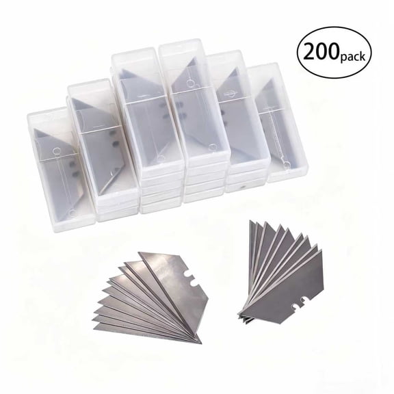 SaKaguro 200-pack Utility Knife Blades, Replacement SK5 High Carbon Steel,Standard Size,Fits Most Cutters & Knives,Multi-Purpose Use-Cork,Fabric,Plastic,Cardboard,Paper,PVC