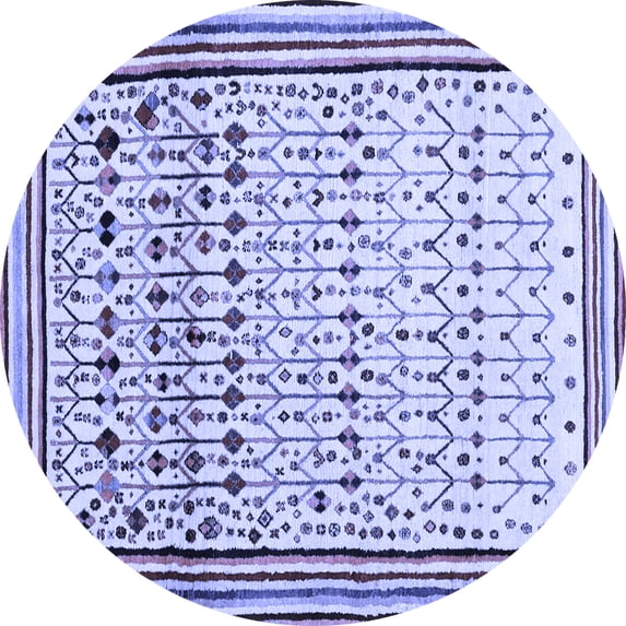 Ahgly Company Machine Washable Indoor Round Abstract Blue Contemporary Area Rugs, 5' Round