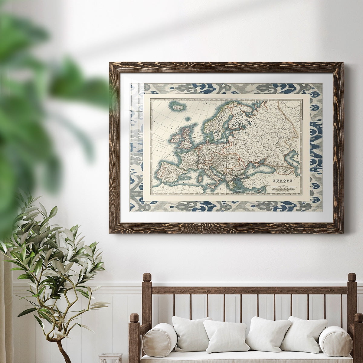 Bordered Map of Europe-Premium Framed Print - Ready to Hang