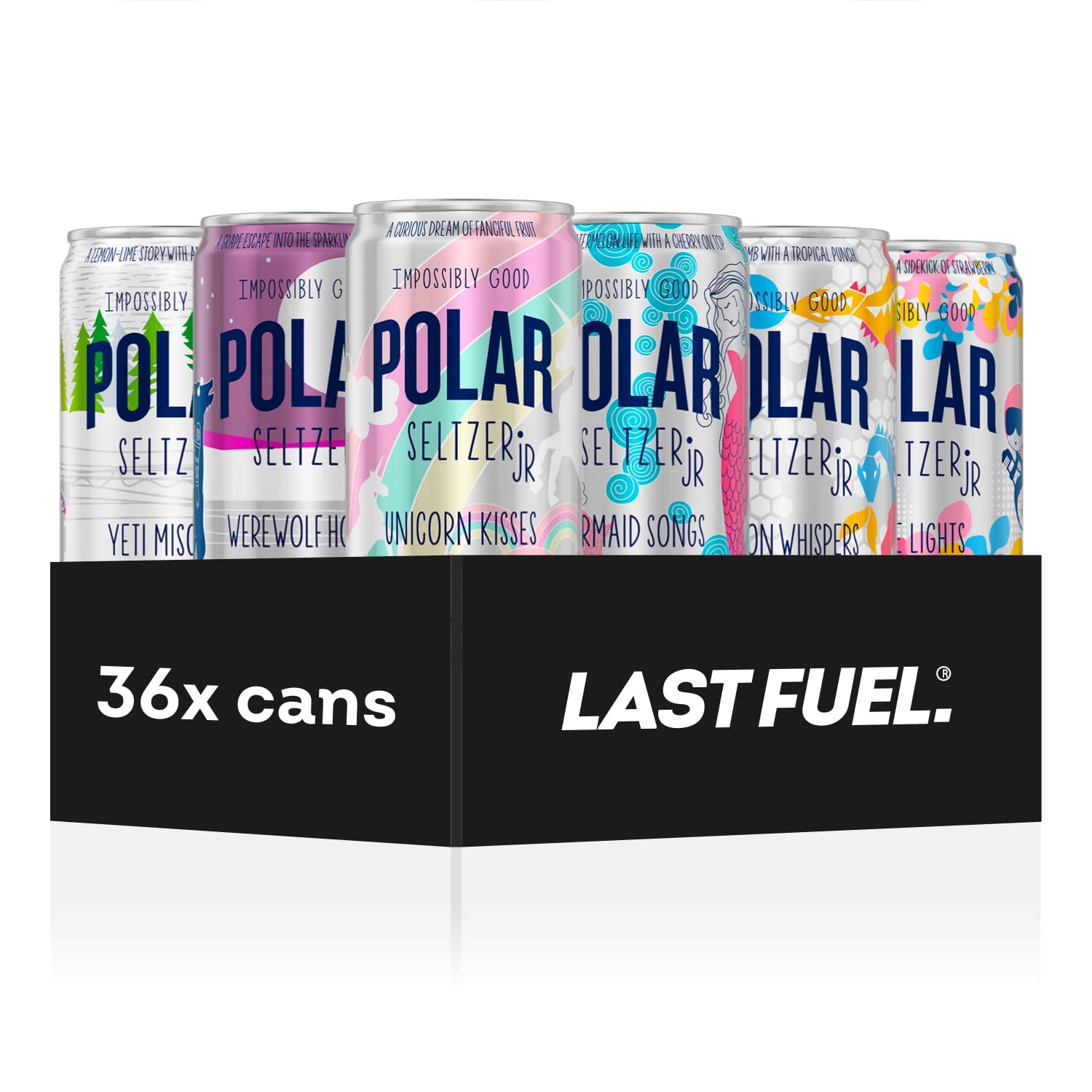 POLAR 100% Natural Seltzer Jr - The Impossibly Good Collection Variety - No Sugar, Juice, or Sweeteners -7.5 FL OZ 36 Pack - By