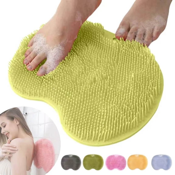 Shower Foot Scrubber Mat with Non-Slip Suction Cups, Foot Back Cleaning Pad Back Washer Exfoliating Bath Wash Pad, Non Slip Bathtub and Shower Mat with Suction Cups and Drain Holes (Green)
