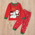 thumbnail image 3 of Conjunto de 2 piezas de camiseta y pantalones con estampado de muñeco de nieve de manga larga para bebés y niñas, ropa para niños y bebés, 3 of 5
