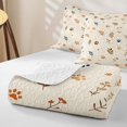 thumbnail image 4 of Manfei Boho Cat Paw Bed Spread Queen, Botanical Leaf Queen Coverlet Set, Cream, 3 Pieces, 1 Quilt and 2 Pillowcases, 4 of 7