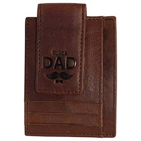 Super Dad Magnetic Money Clip Leather Front Pocket Wallet Strong Magnet