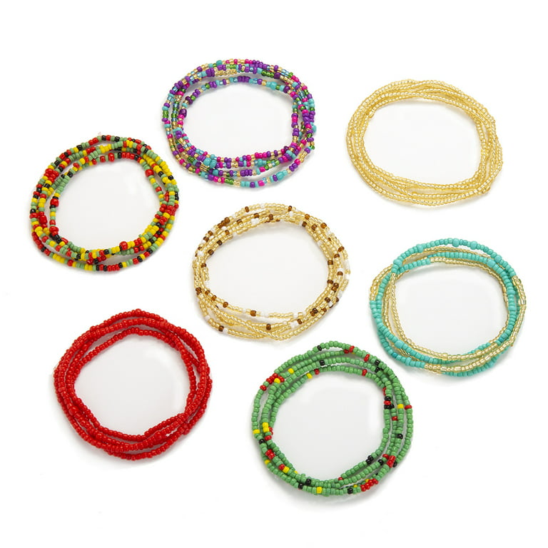 Waist Beads / African Waist Chain - OSAZE - Peach / gold (elastic