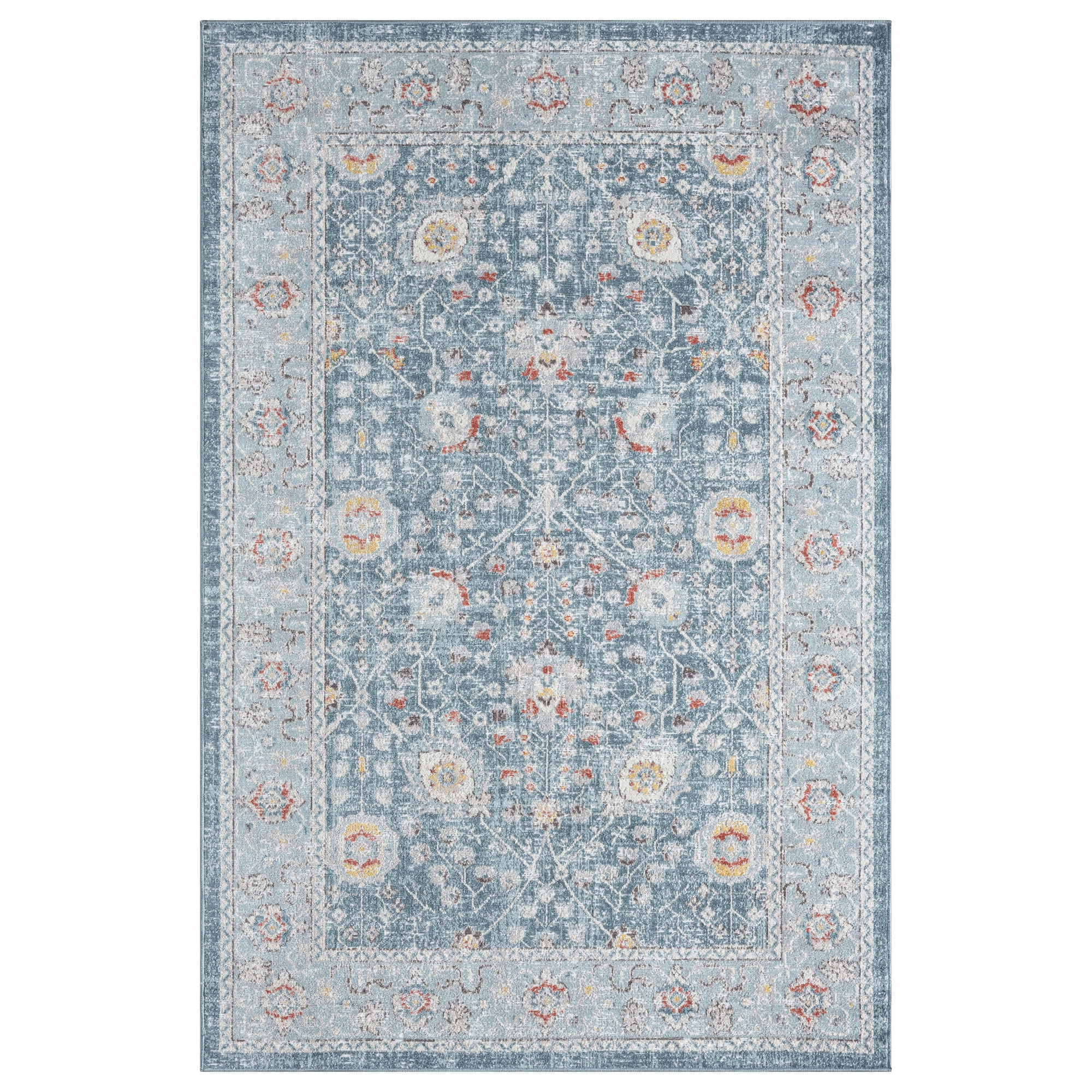 Ox Bay Blake 9' x 12' Indoor/Outdoor Area Rug, Blue/Rust Medallion, Durable and Easy Care