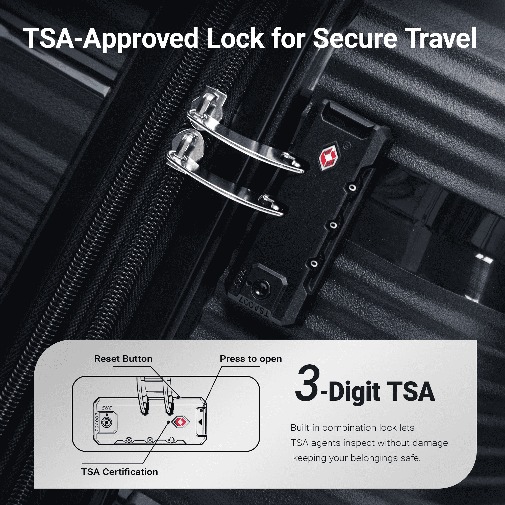 Rosamo 4-Piece Hardside Luggage Set, Expandable Rotating Luggage Compartment With TSA Lock, Lightweight Rolling Luggage Set