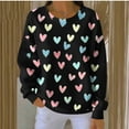 thumbnail image 4 of Fewfanhot Women Clothing Heart Graphic Printed Fall Sweaters Cute Long Sleeve Pullover Jumper Crew Neck Lightweight Sweater, 4 of 6