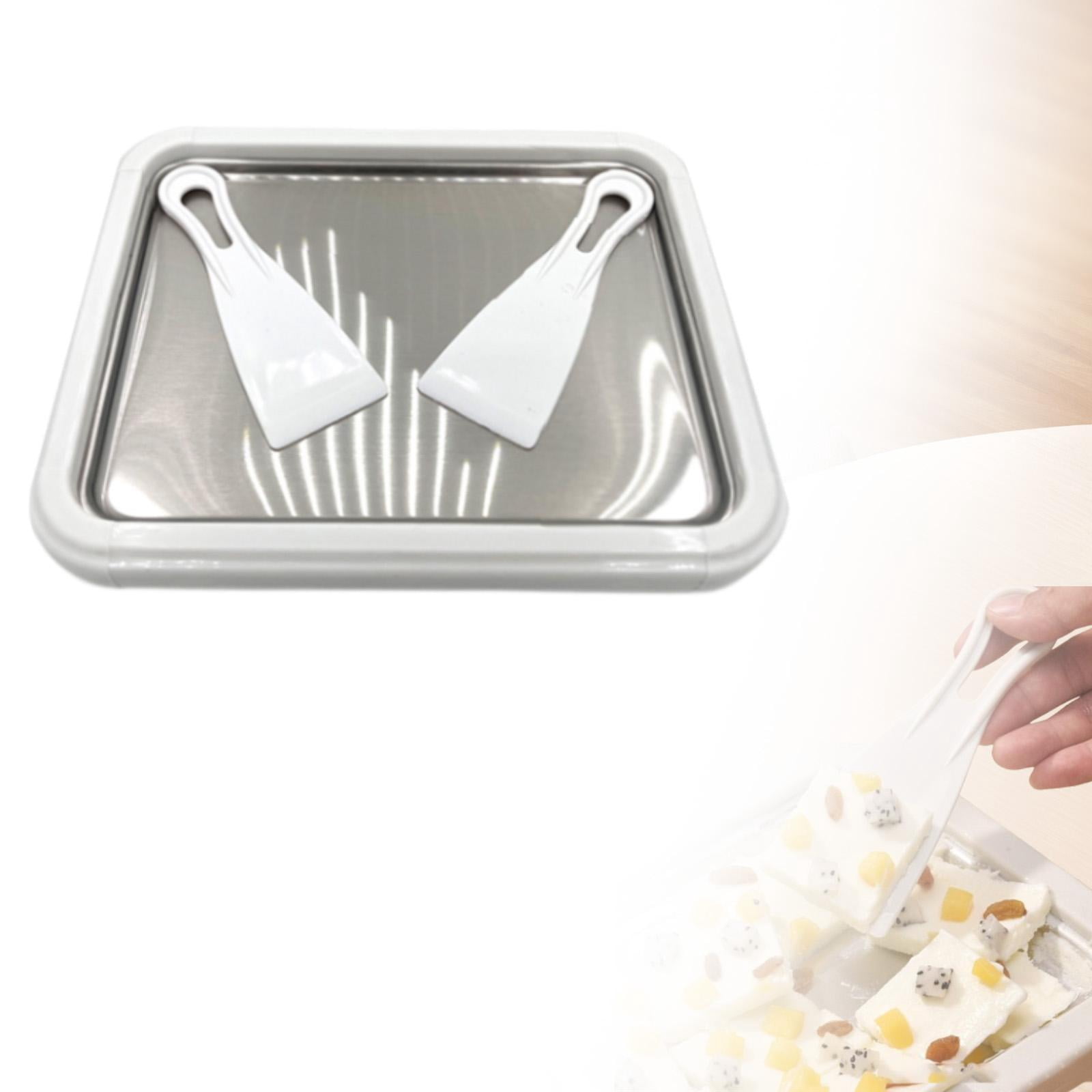 Esquirla Ice Cream Pan Roll Ice Cream Maker Homemade Rolled Cream with 2 Scrapers DIY Multifunctional Kitchenware Instant Cold Plate white