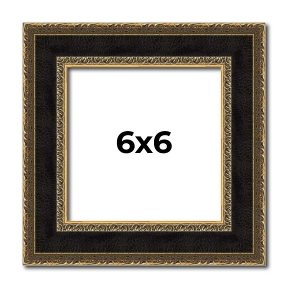 6x6 Frame Gold Antique Vintage Sold Wood Picture Frame | 1.75 Inch Moulding Width | Interior Frame