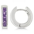 thumbnail image 1 of Purple Amethyst Hoop Earrings Channel Set Sterling Silver (0.70ct), 1 of 2