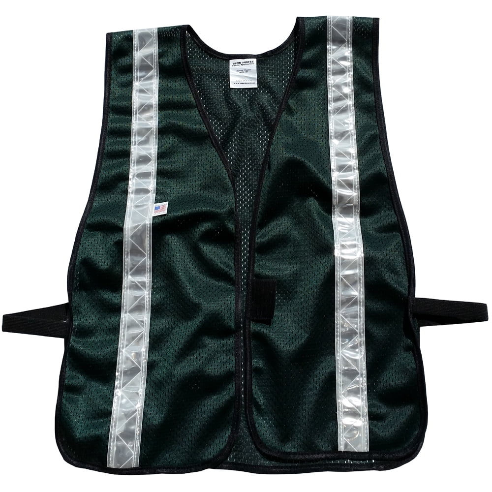 Dark Green Soft Mesh Safety Vest with Silver Stripes