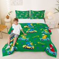 thumbnail image 2 of Metsweet Cute Dino Car King Size Comforter Sets 3pcs, Kawaii Animal Comforters King Size, Green Yellow Red,1 Comforter and 2 Pillowcases, 2 of 6