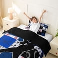 thumbnail image 3 of Castle Fairy Sport Baseball Collage Twin Duvet Cover, Geometric Plaid Twin Bedding, Navy Red Black,Black Reversible,2pcs,1 Duvet Cover and 1 Pillowcase, 3 of 6