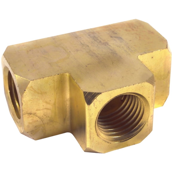Forney Industries Brass Tee Fitting - 1/4 In. Female NPT, 150 PSI, Brass Finish