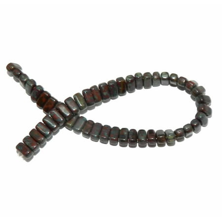 - Picasso Umber Brick 3x6mm Square Glass Czech 50 Two Hole, Loose Beads,