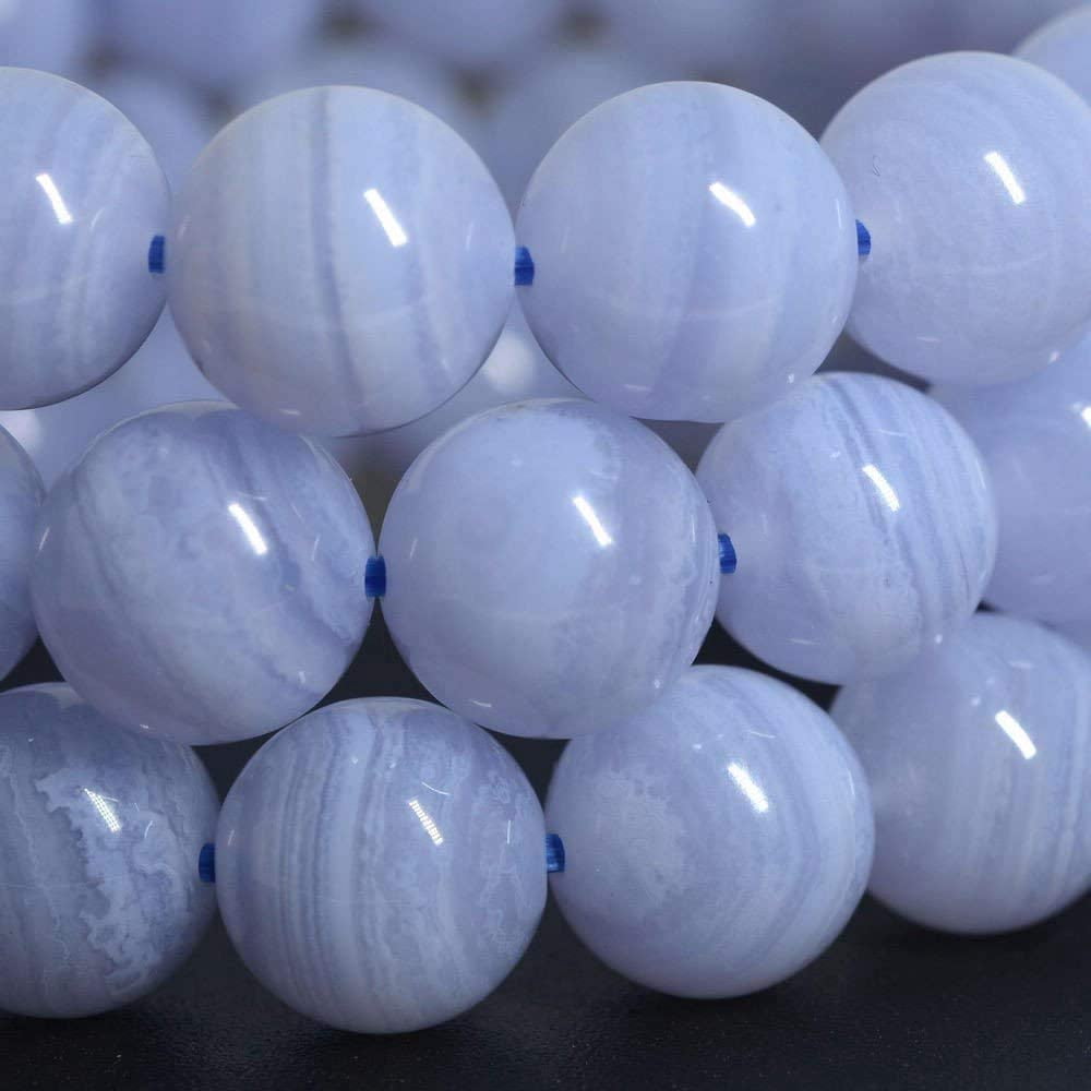 Natural Blue Lace Agate Gemstone 10mm Round Beads Stretch Bracelet 7" Unisex