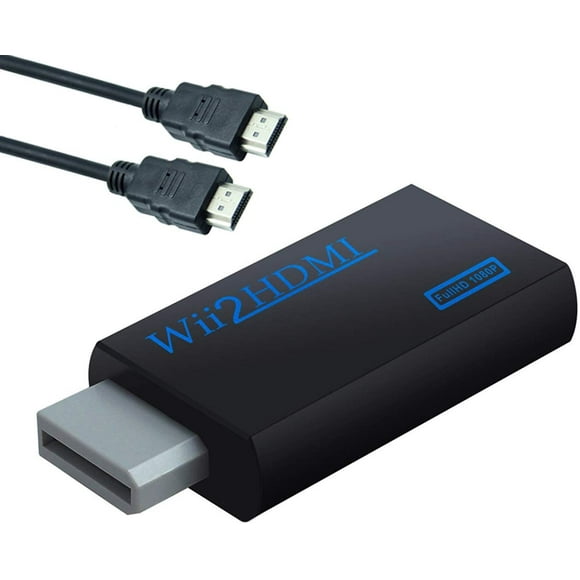 Wii to HDMI Converter Adapter with 3ft HDMI Cable Wii2HDMI Output Video Audio with 3.5mm Jack Audio Supports All Wii