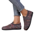 thumbnail image 2 of Domuza Women Square Toe Knit Casual Flats, Colorful Stripe Slip On Soft Sole Walking Shoes Multicolor 7.5（EU-39）, 2 of 5
