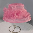 thumbnail image 4 of Karymi Hats for Women Elegant Floral Organza Wide Brim Hat, Breathable Sun Protective Formal Dress Hat for Wedding Church Running Hat, 4 of 6