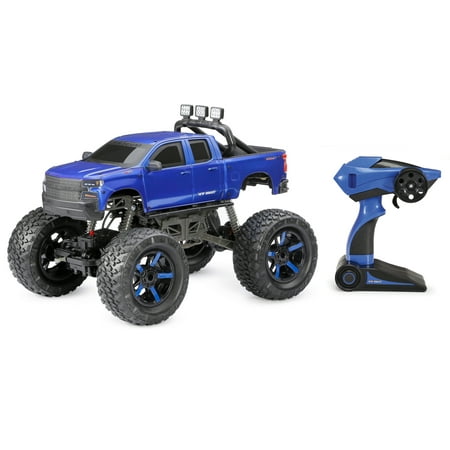 New Bright (1:10) Battery Remote Control Chevrolet Silverado Heavy Metal 4X4 Truck 21062U-B Blue
