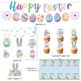 thumbnail image 3 of CoreLiving Easter Party Decorations Kit, Happy Easter Banner Rabbit Egg Backdrop Tablecover, Bunny Foil Balloons Printed Latex Balloons Hanging Swirls Cake Topper for Home Office Spring Décor, 3 of 5