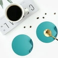 thumbnail image 4 of Gaeub a Teal Ribbonin Print 4 Pcs Leather Coasters for Drinks ,Drink Coasters Sets,Drink Table Cup Coasters for Living Room Kitchen Coffee Decor-Round Shape, 4 of 6