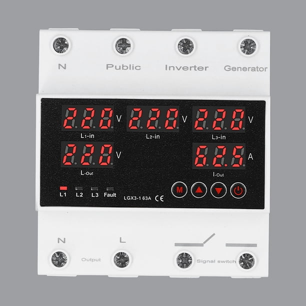 Panel De Interruptor De Transferencia Automática 63A, Interruptor De Transferencia Automática Trifásico 63A, Mini ATS Solar Auto Dual Power Switch Con Pantalla LED Para