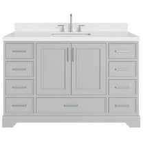 Ariel Stafford 54 Inch Single Rectangle Sink Bathroom Vanity With Carrara White Quartz Countertop 1.5 Edge In Grey