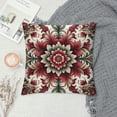 thumbnail image 2 of PHYHOO Short Plush Pillow Covers Wine red Flower Square Pillow Case for Bedroom, Sofa, Car Decoration Both Sides, 2 of 5