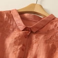 thumbnail image 5 of Fesfesfes Women's Embroidered Shirt Label-Collar 3/4 Loose Flowy Puffed Sleeves Lightweight Breathable Fabric for Casual Fall Summer Wear(Orange,2XL), 5 of 7