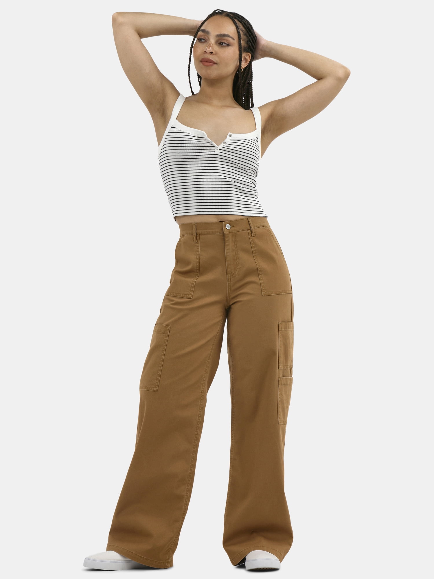 No Boundaries Wide Leg Cargo Pants, 31.5'' Inseam, Women's No Boundaries Wide Leg Cargo Pants, 31.5'' Inseam, Women's
