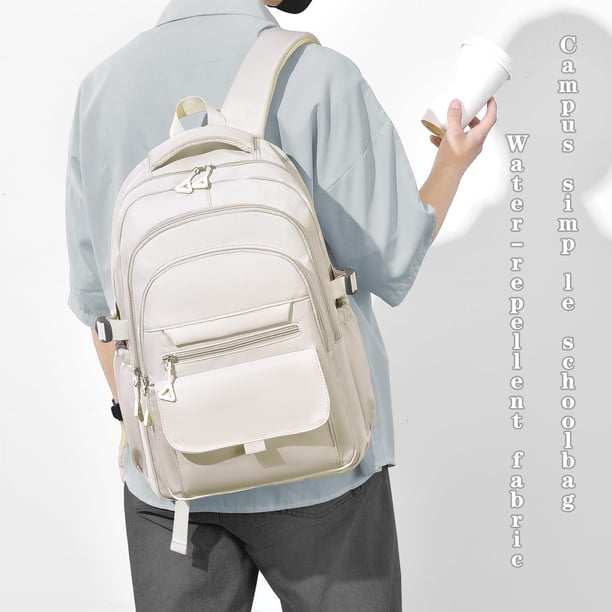 White Backpack Multi-compartment Large Capacity Casual  display picture 1